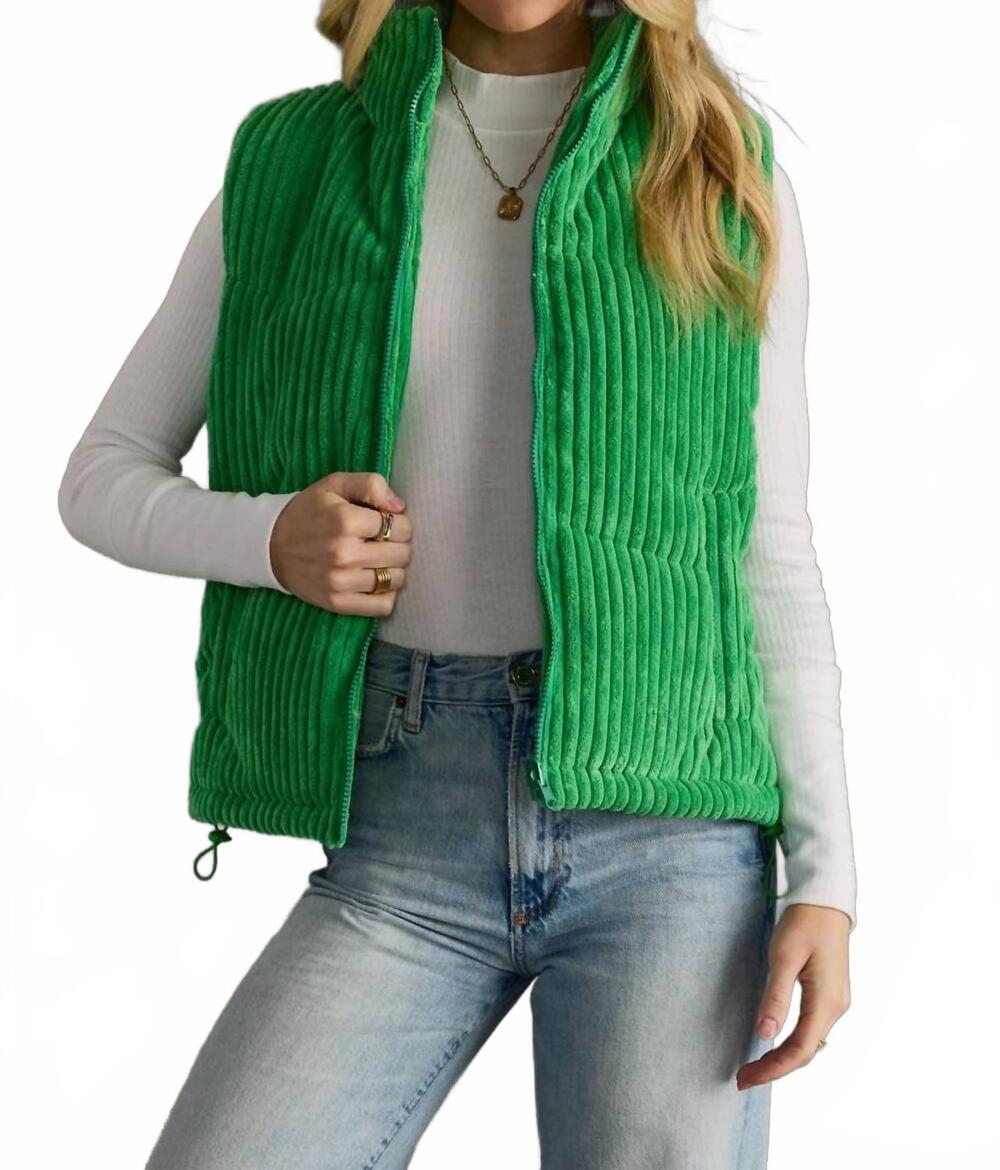 NEW PANACHE corduroy adjustable bungee vest in green